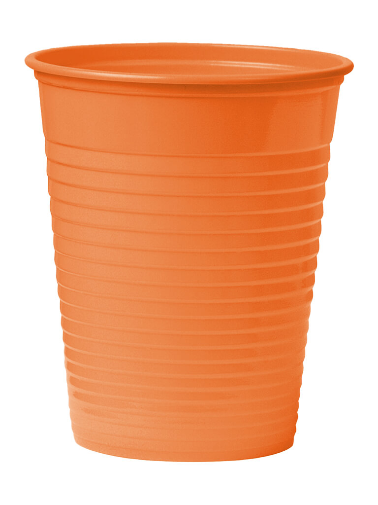 Plastic Cups Disposable Orange 180ml 100pcs image